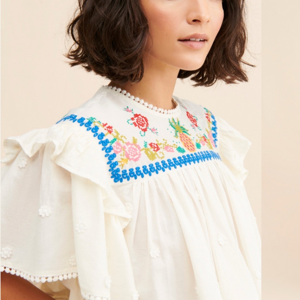 Farm Rio Cross Stitch Embroidered Blouse - Picture 4 of 7